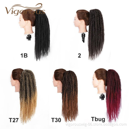 Cheapest Wholesale Fake Tie Wholesale Curly Extension High Clip On Wrap Around Real Drawstring Ponytail Synthetic Hair